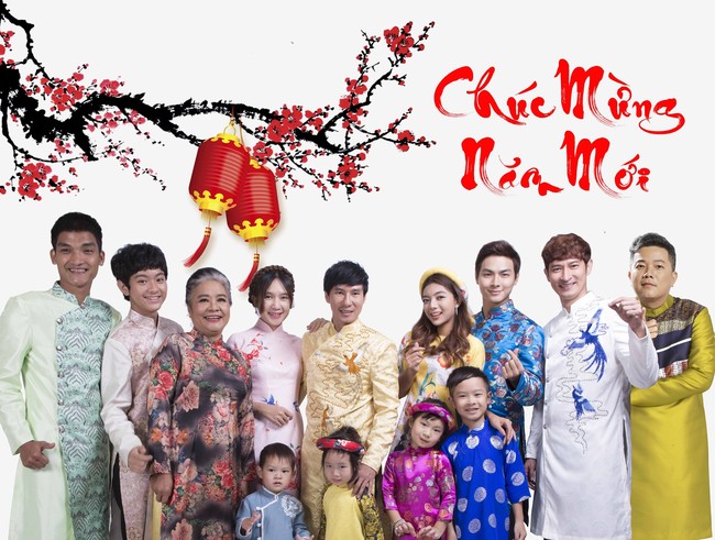 Gia đình Lý Hải - Minh Hà diện áo dài Tết, khoe 4 nhóc tỳ cực đáng yêu  - Ảnh 1.