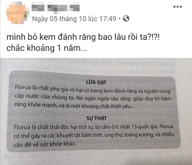 &quot;Fluor gây khuyết tật bẩm sinh, ung thư&quot;, thông tin đang lan truyền này khiến nhiều gia đình muốn tẩy chai kem đánh răng - Ảnh 1.