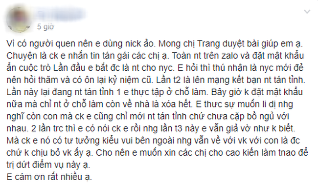Vợ trẻ suy sụp vì phát hiện chồng nhắn tin tán tỉnh gái lạ trên Zalo và lời khuyên của cánh chị em mới thực sự "bá đạo" - Ảnh 1. Vợ trẻ suy sụp vì phát hiện chồng nhắn tin tán tỉnh gái lạ trên Zalo và lời khuyên của cánh chị em mới thực sự "bá đạo" - Ảnh 1.