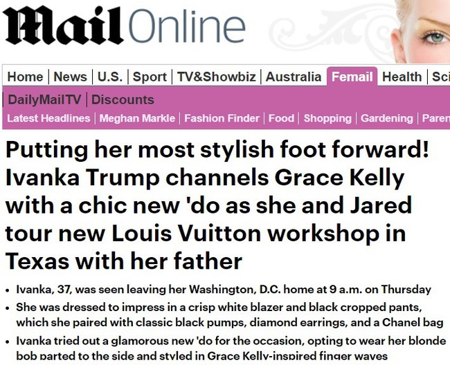 Ivanka Trump được báo Anh ví von giống công nương Grace Kelly vì kiểu tóc nhưng lại bị dân tình chê là “bản sao lỗi” - Ảnh 4.