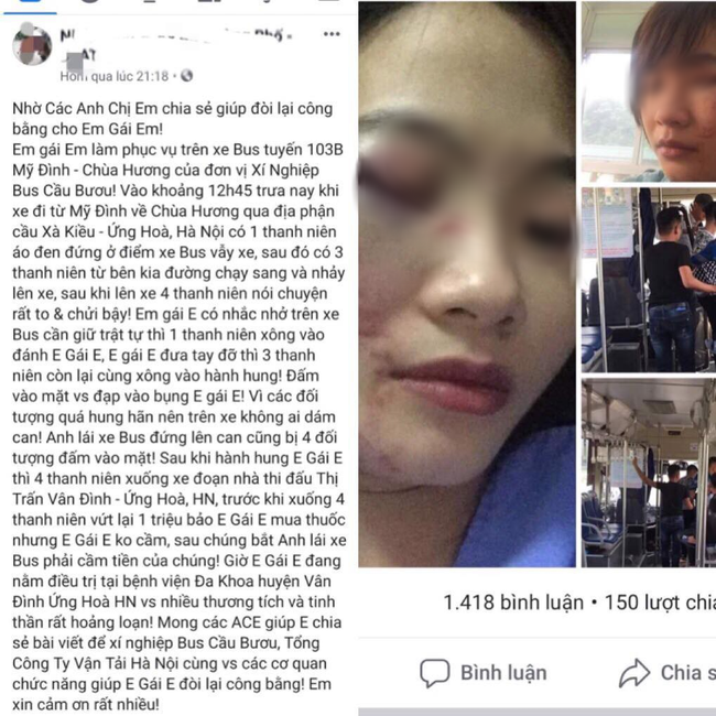 Hà Nội: Nữ nhân viên phụ xe buýt nghi bị 4 hành khách xông vào đánh đến nhập viện chỉ vì nhắc nhở giữ trật tự - Ảnh 1.