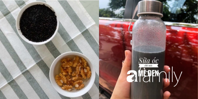 Sữa hạt kết hợp mè đen và hạt dinh dưỡng tạo màu sắc hấp dẫn