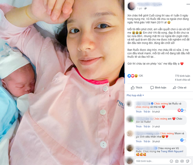 MC Minh Trang vui sướng thông báo đã hạ sinh con thứ 4, tiết lộ nhiều điều bất ngờ trong lần vượt cạn - Ảnh 1.
