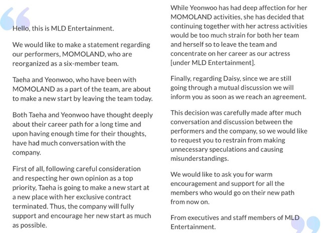 MOMOLAND tiếp tục có biến: Yeonwoo và Taeha chính thức rời nhóm, netizen nghi ngờ nội bộ nhóm có vấn đề - Ảnh 4.