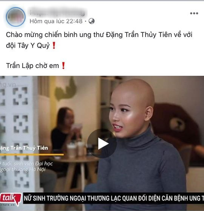 Bài xích tây y ủng hộ thực dưỡng, tài khoản facebook nhận gạch đá khi sử dụng hình ảnh cô gái ung thư Thủy Tiên và nhắc đến cố nghệ sĩ Trần Lập - Ảnh 1.