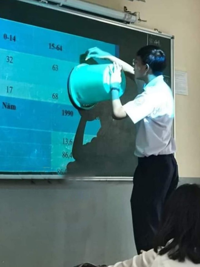 Đang học biểu đồ mà không có compa vẽ hình tròn, thầy giáo Địa nhanh trí dùng 1 vật dụng khó đỡ khiến cả lớp thi nhau chụp ảnh - Ảnh 2.