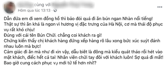 Bún ngan Nhàn nổi tiếng với thương hiệu &quot;bún chửi&quot; khiến khách hàng nổi đóa khi phải xếp hàng quá lâu còn gặp thái độ xấc xược của nhân viên, chủ quán chỉ biết lặng thinh - Ảnh 3.