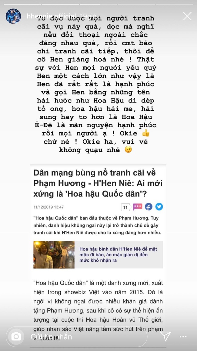 Phản ứng trái ngược của H'Hen Niê và Phạm Hương trước cuộc tranh cãi gay gắt &quot;ai mới xứng là Hoa hậu quốc dân?&quot; - Ảnh 2.