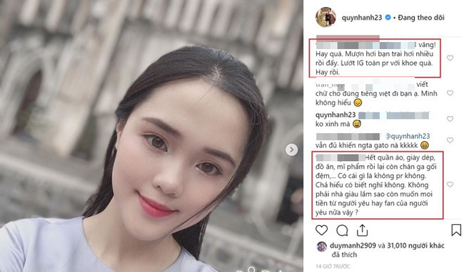 Bị mắng moi tiền của người yêu và fan, bạn gái Duy Mạnh không đôi co, không đáp trả mà thẳng tay làm việc này - Ảnh 1. Bị mắng moi tiền của người yêu và fan, bạn gái Duy Mạnh không đôi co, không đáp trả mà thẳng tay làm việc này - Ảnh 1.