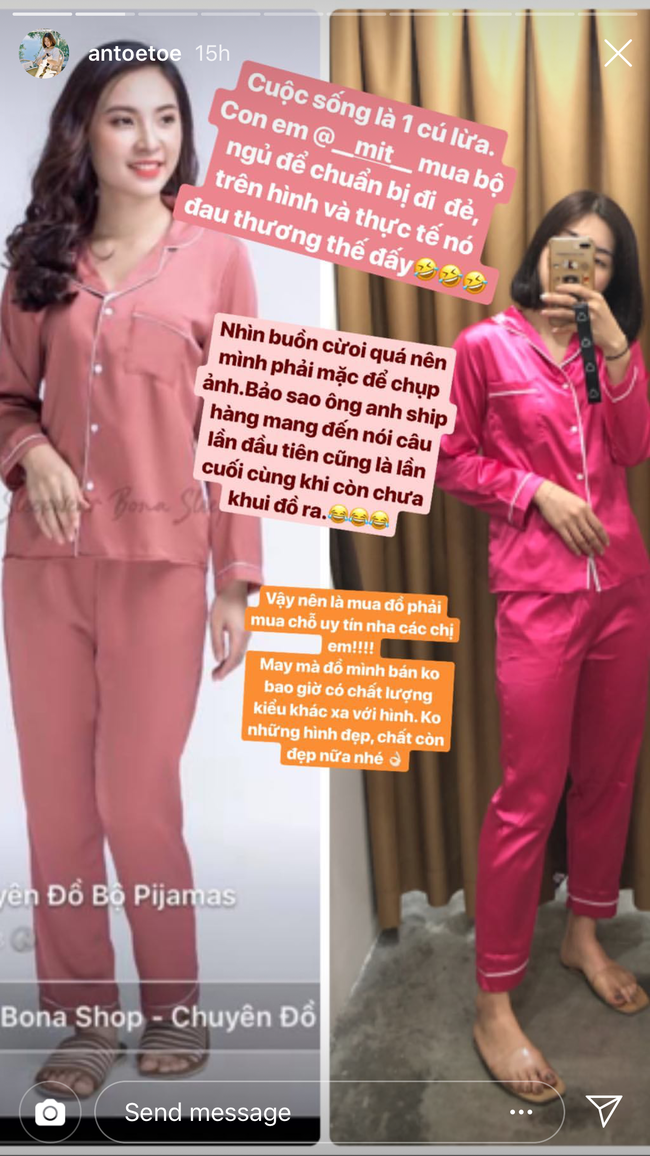 Đặt mua online bộ pijama màu hồng để đi đẻ cho xinh, cô gái kêu trời khi nhận về sản phẩm màu hường phi bóng rõ sến - Ảnh 2.