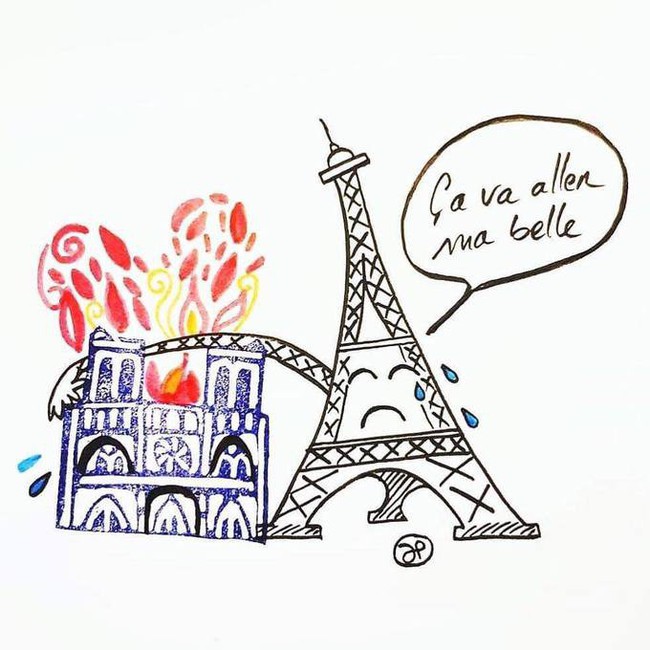 Nhà thờ Đức Bà Paris chìm trong biển lửa, dân mạng bàng hoàng chia sẻ những bức tranh chan chứa tình cảm cầu nguyện cho Paris - Ảnh 7.