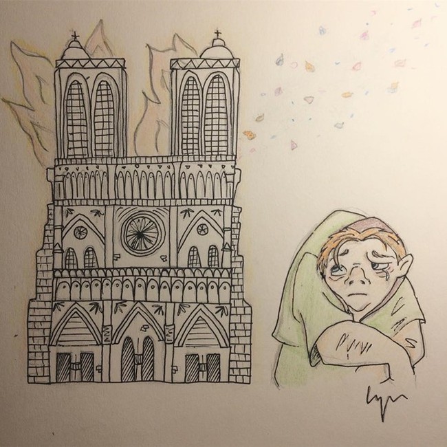 Nhà thờ Đức Bà Paris chìm trong biển lửa, dân mạng bàng hoàng chia sẻ những bức tranh chan chứa tình cảm cầu nguyện cho Paris - Ảnh 13.