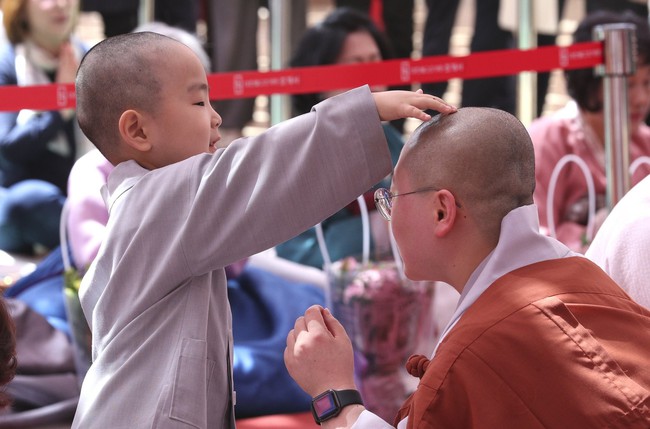 Loạt sắc thái đáng yêu hết nấc của các chú tiểu trong ngày xuống tóc đón lễ Phật Đản ở Hàn Quốc - Ảnh 8.