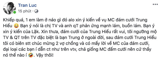 Đạo diễn Trần Lực lên tiếng về việc chê Thảo Vân - Thành Trung giả dối, thớ lợ: Tôi rất đau lòng, chuyện bằng mắt muỗi - Ảnh 1.