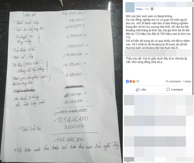 Tranh cãi câu chuyện người phụ nữ bắt đền hơn 112 triệu vì bị nứt xương và phải bó bột sau va chạm giao thông - Ảnh 1.