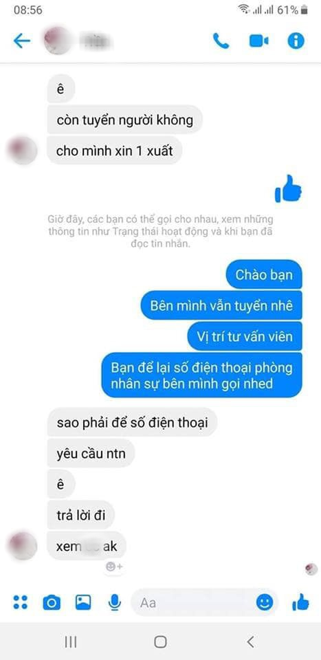 Nhắn tin xin việc mà hỏi: Ê, còn tuyển người không, cho xin một suất, ứng viên ngã cây bị ném đá không kịp vuốt mặt - Ảnh 2.