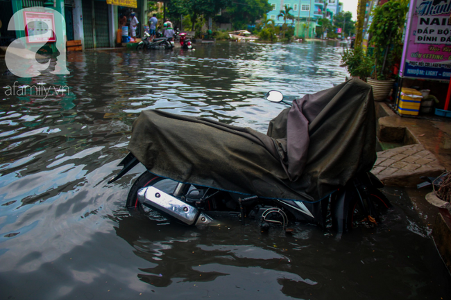 Đường Sài Gòn biến thành sông sau 30 phút mưa lớn, người té nhào, người hì hục đẩy xe chết máy  - Ảnh 2.