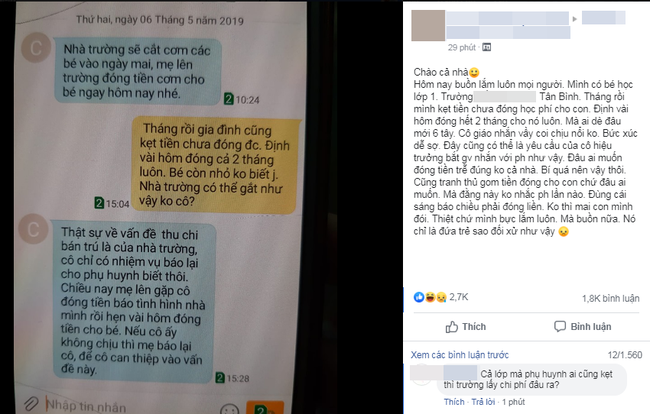 Nợ tiền học của con 1 tháng nên bị trường báo cắt cơm trưa, mẹ trẻ tố cô giáo nhắn tin quá gắt, ai ngờ bị mắng cho tơi tả - Ảnh 1.