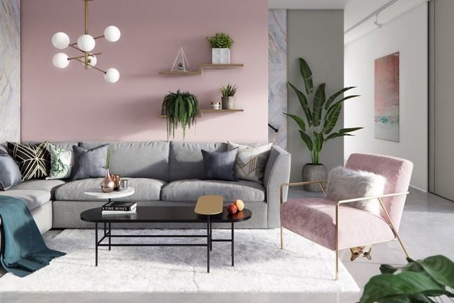 Những mẫu phòng khách màu hồng khiến bạn lúc nào cũng muốn về nhà - Ảnh 10.