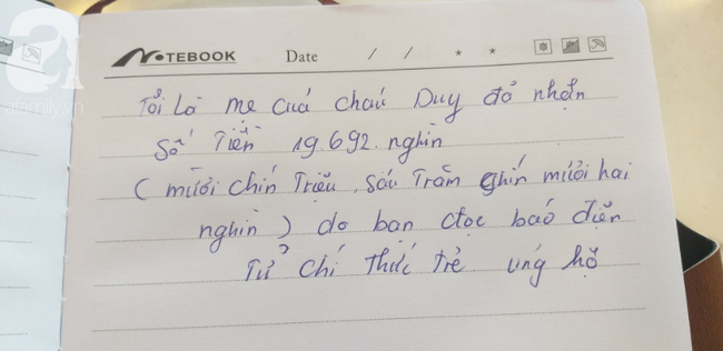 Mười chín triệu, sáu trăm chín mươi hai nghìn đồng đã đến với bé Duy