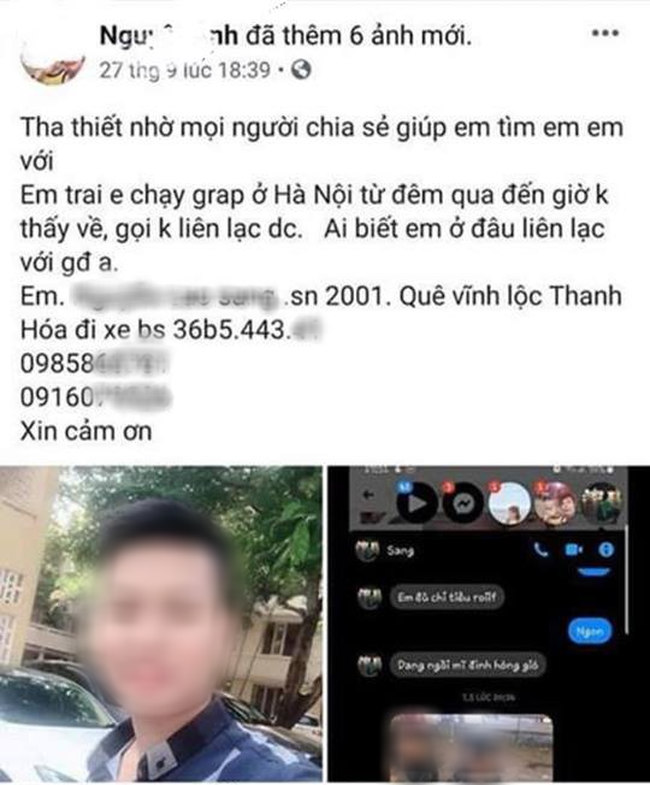 Xôn xao tin nhắn của nam thanh niên nhờ chị gái báo công an trước khi mất tích - Ảnh 1.