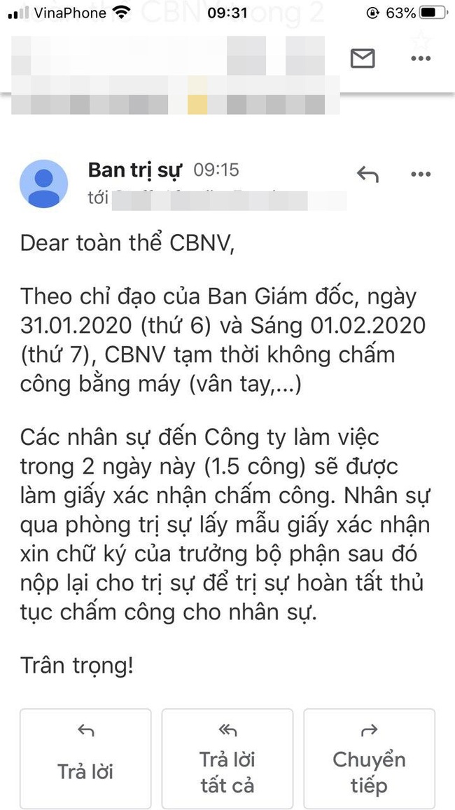 Để hạn chế virus corona lây lan qua tiếp xúc công cộng, 1 công ty ở Hà Nội cho nhân viên tạm ngừng chấm công - Ảnh 1.