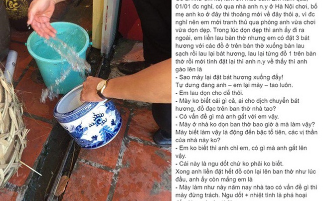 Hăng hái mang 3 bát hương nhà người yêu ra lau dọn ai ngờ bị bạn trai nắng cho té tát, cô gái ấm ức lên mạng xã hội than thở - Ảnh 1. Hăng hái mang 3 bát hương nhà người yêu ra lau dọn ai ngờ bị bạn trai nắng cho té tát, cô gái ấm ức lên mạng xã hội than thở - Ảnh 1.