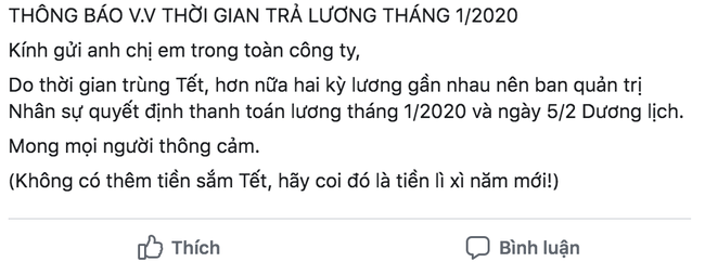 Trả lương nhân viên tháng 1 vào sau Tết Nguyên đán, giám đốc gây tranh cãi lớn khi viết lý do &quot;Coi như tiền đó là lì xì năm mới!&quot; - Ảnh 1.