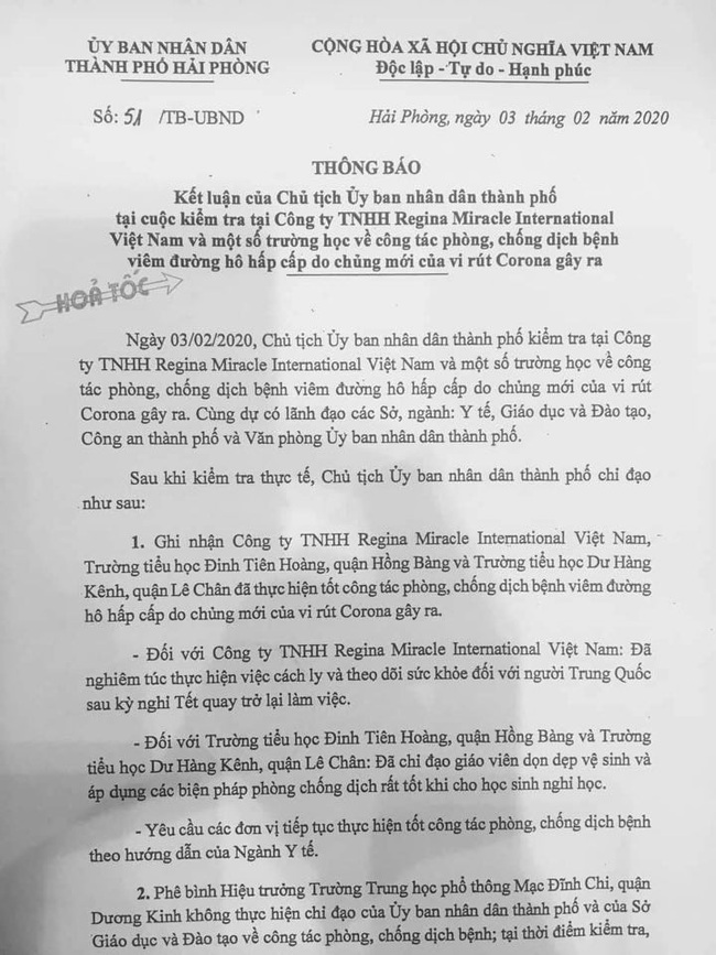 Hải Phòng: Điều chuyển một hiệu trưởng vì lơ là phòng chống dịch Corona - Ảnh 1.