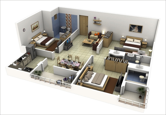 9 mẫu căn hộ 3 phòng ngủ vừa đẹp, vừa hợp lý cho các gia đình đông người - Ảnh 6.