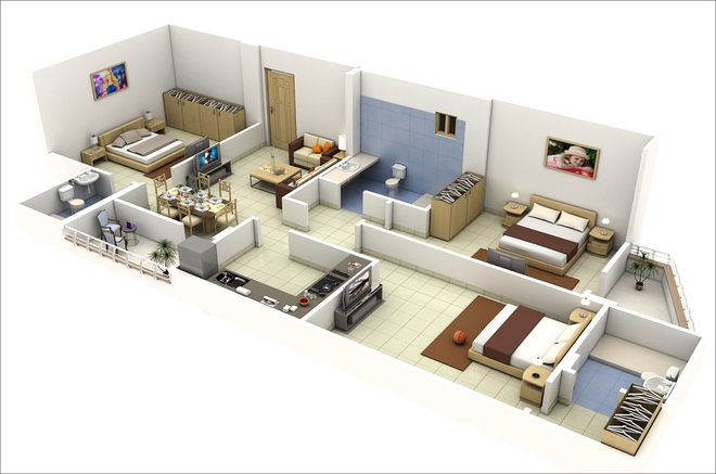 9 mẫu căn hộ 3 phòng ngủ vừa đẹp, vừa hợp lý cho các gia đình đông người - Ảnh 7.