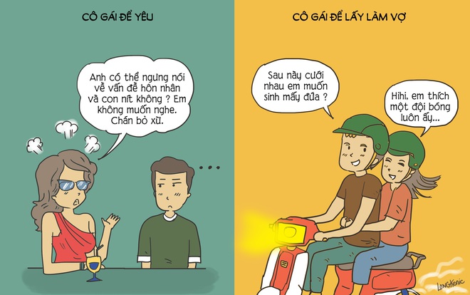Tranh vui: Khác biệt nhìn tận mắt giữa cô gái để yêu và cô gái để lấy làm vợ - Ảnh 5. Tranh vui: Khác biệt nhìn tận mắt giữa cô gái để yêu và cô gái để lấy làm vợ - Ảnh 5.