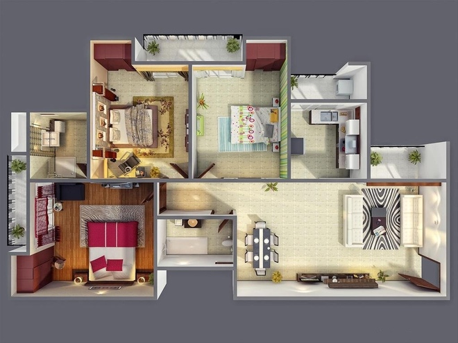 9 mẫu căn hộ 3 phòng ngủ vừa đẹp, vừa hợp lý cho các gia đình đông người - Ảnh 8.