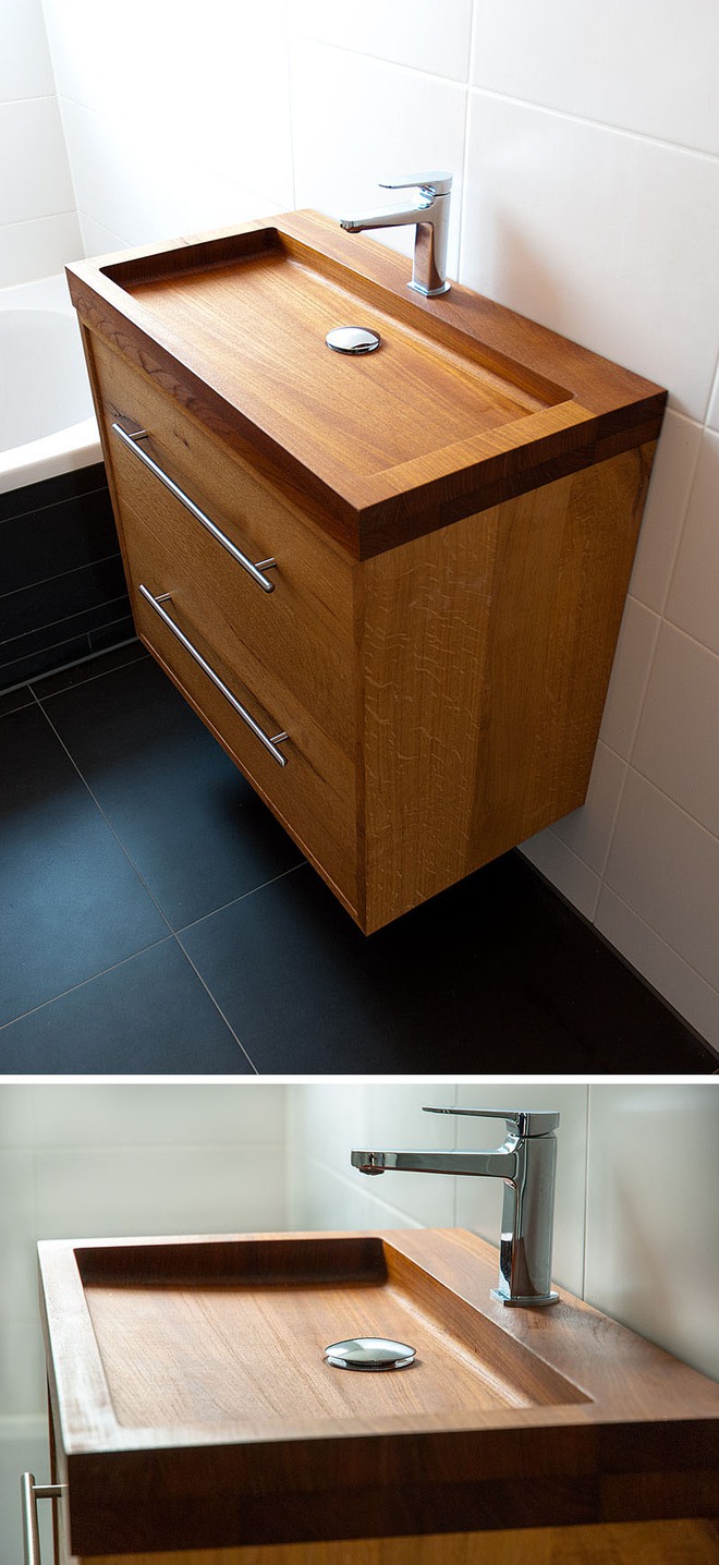 Chẳng cần nhiều, một chiếc bồn rửa tay bằng gỗ cũng đủ mang nét tự nhiên ngập tràn phòng tắm - Ảnh 7.