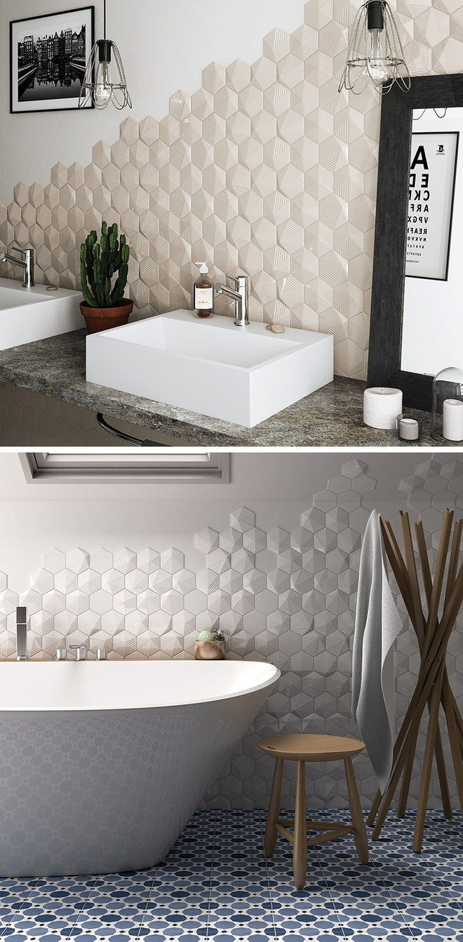Phòng tắm trở nên sang chảnh bất ngờ với bức tường sử dụng gạch ốp 3D - Ảnh 6.