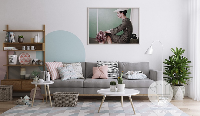 Cách phối gam màu pastel cho phòng khách mang phong cách Scandinavia chuẩn không cần chỉnh - Ảnh 1.
