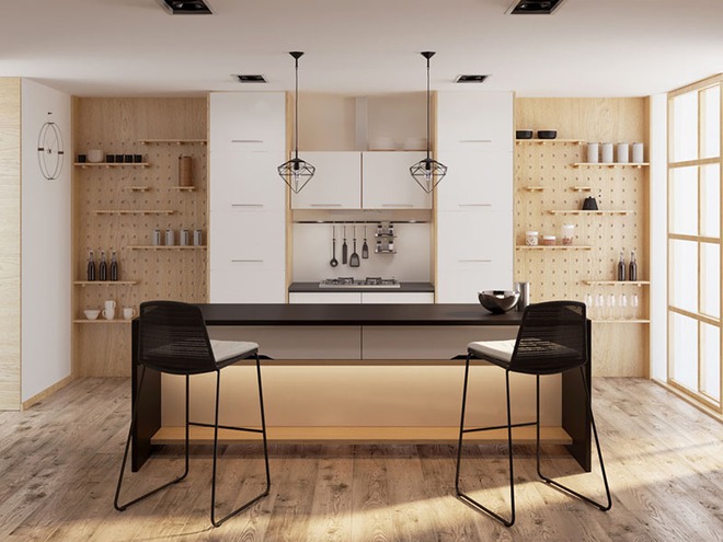 Sơn trắng toàn bộ không gian kết hợp nội thất gỗ - màu công thức cho một căn bếp nhỏ tinh tế và hiện đại - Ảnh 13.