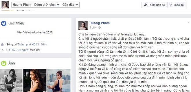 Hoa hậu Phạm Hương lần đầu tiết lộ về người cha đang lâm trọng bệnh - Ảnh 3.