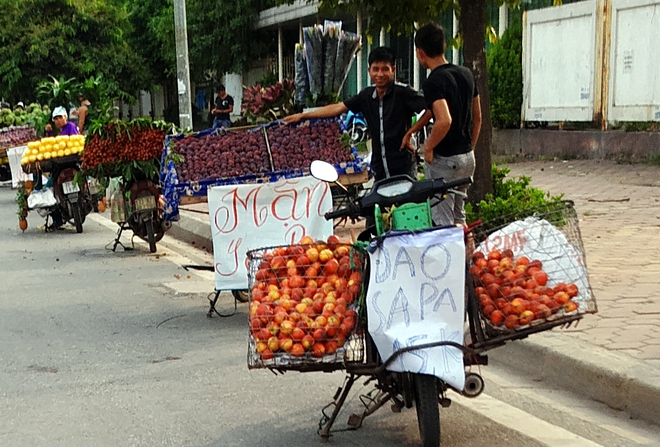 Hà Nội: Chiêu câu khách hiệu quả bậc nhất của chủ những xe hàng rong buôn bán trái cây ven đường - Ảnh 2.