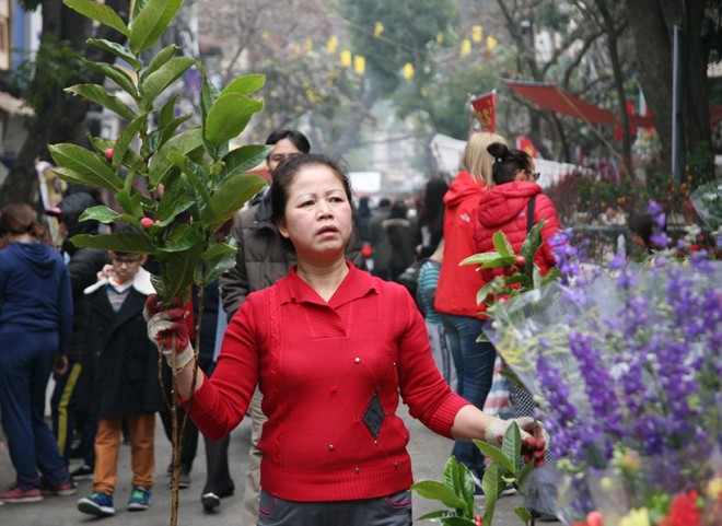 Cảnh nhộn nhịp, huyên náo tại chợ hoa cổ nhất Hà Nội ngày sát Tết - Ảnh 16.