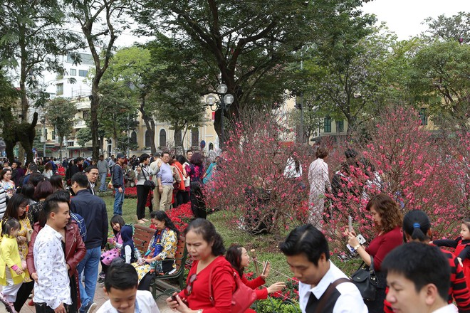 Mùng 2 Tết: Người dân chen chân lên cầu Thê Húc, Phủ Tây Hồ chật cứng người đi lễ   - Ảnh 9.