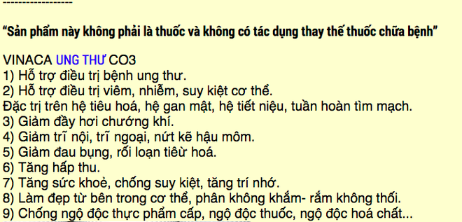 Vụ thuốc ung thư làm bằng làm tro than: Tự quảng cáo là thuốc chữa ung thư số 1 thế giới, Sở chưa nhận được hồ sơ sản xuất thực phẩm chức năng của Vinaca - Ảnh 3.