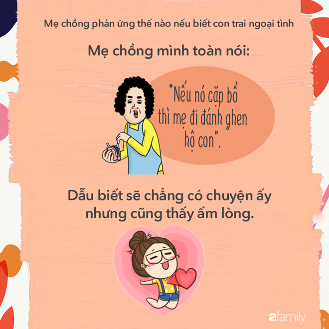 Mẹ chồng các mẹ sẽ phản ứng với các mẹ thế nào nếu biết con trai bà ngoại tình? - Ảnh 2.