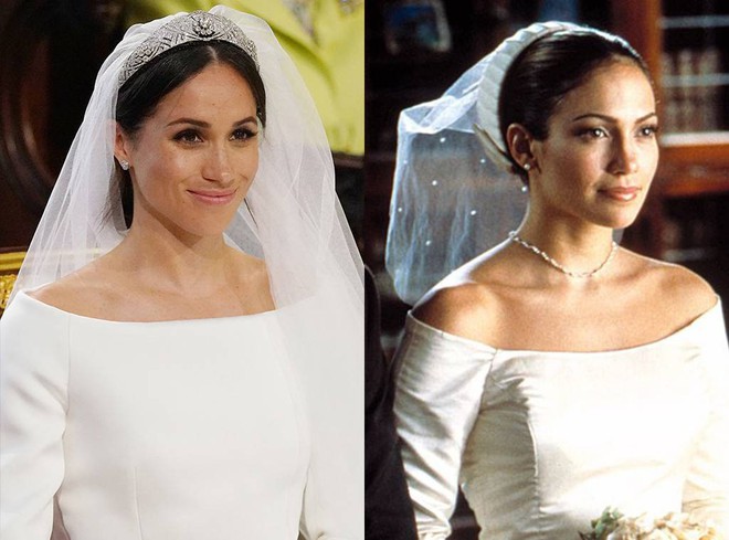 Thật tình cờ và thật bất ngờ, váy cưới của Meghan Markle giống hệt váy Jennifer Lopez mặc từ 17 năm trước - Ảnh 1.