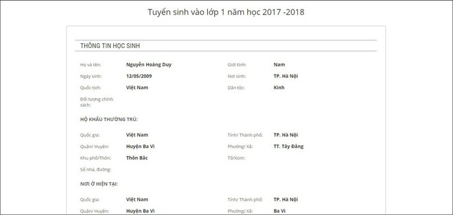 Hướng dẫn bố mẹ đăng ký tuyển sinh trực tuyến vào lớp 1 năm học 2018 - 2019 trên địa bàn Hà Nội - Ảnh 6.