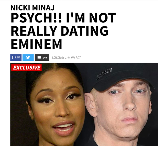 Sau khi khiến dân tình nháo nhào, Nicki Minaj bèn thú thật chỉ nói đùa chuyện hẹn hò rapper huyền thoại Eminem - Ảnh 1.