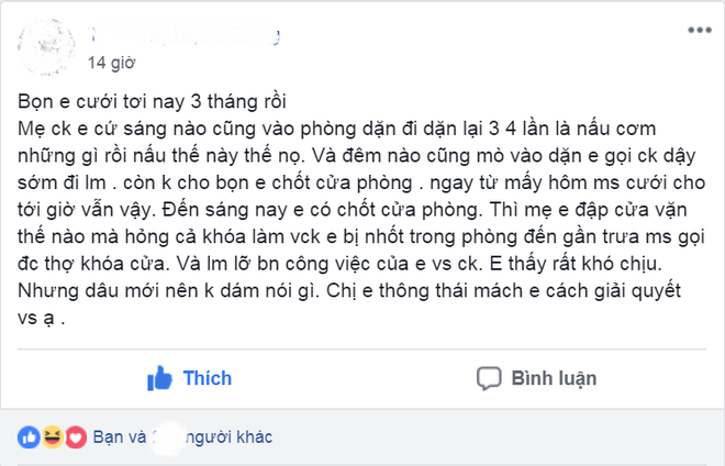 Mẹ chồng đêm nào cũng ngăn cản chuyện riêng của vợ chồng son lại còn cấm chốt cửa, nàng dâu bức xúc xin hiến kế - Ảnh 2.