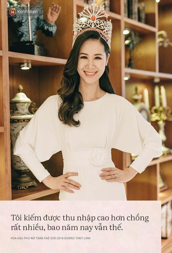 Tân Hoa hậu Phụ nữ Toàn thế giới 2018 Dương Thùy Linh: Thu nhập của tôi cao hơn chồng rất nhiều - Ảnh 6.