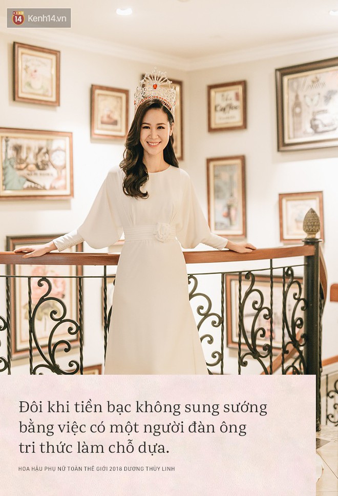 Tân Hoa hậu Phụ nữ Toàn thế giới 2018 Dương Thùy Linh: Thu nhập của tôi cao hơn chồng rất nhiều - Ảnh 8.