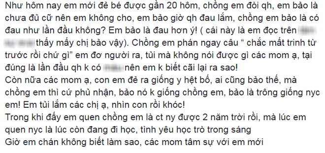 Mới sinh con chưa hết cữ chồng đòi quan hệ, vợ không cho thì chồng lạnh lùng phán: Con không giống bố - Ảnh 3.